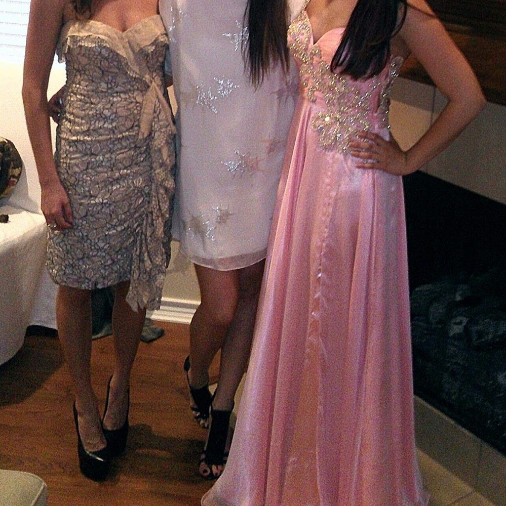 MacDuggal Barbie Pink Flowy One Shoulder Gown- hand beaded & rhinestones